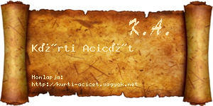 Kürti Acicét névjegykártya